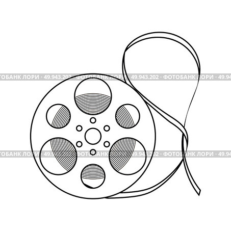 Movie reel icon. Thin line design. Vector illustration. Стоковое фото, агентство Ingram Publishing / Фотобанк Лори
