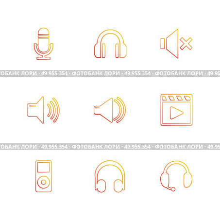 multimedia , speaker , volume , headset , microphone , network , pause , usb , flash , wifi , internet , video , audio , mobile , call , icon, vector, design,  flat,  collection, style, creative,  icons . Стоковая иллюстрация, агентство Ingram Publishing / Фотобанк Лори