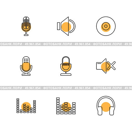multimedia , speaker , volume , headset , microphone , network , pause , usb , flash , wifi , internet , video , audio , mobile , call , icon, vector, design,  flat,  collection, style, creative,  icons . Стоковая иллюстрация, агентство Ingram Publishing / Фотобанк Лори