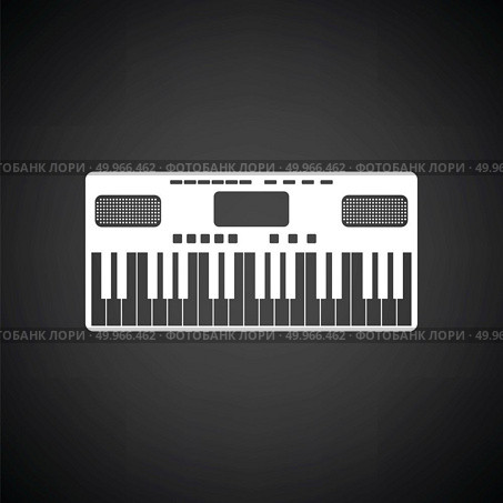 Music synthesizer icon. Black background with white. Vector illustration. Стоковое фото, агентство Ingram Publishing / Фотобанк Лори