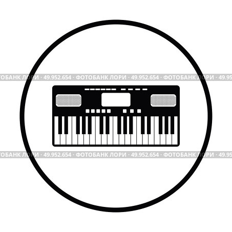 Music synthesizer icon. Thin circle design. Vector illustration. Стоковая иллюстрация, агентство Ingram Publishing / Фотобанк Лори