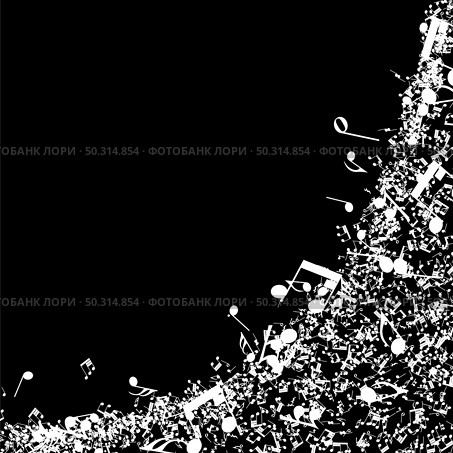 Musical Design Elements From Music Staff With Treble Clef And Notes in Black and White Colors. Vector Illustration. . Стоковая иллюстрация, агентство Ingram Publishing / Фотобанк Лори