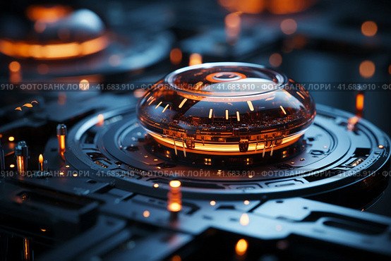Nanorobots building a quantum-processor, ,    Generative AI. Стоковое AI-изображение, AI-художник Анна Кривицкая / Фотобанк Лори