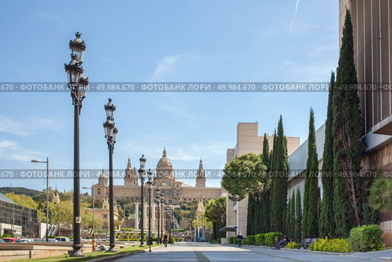 National museum of Catalan visual art situated on Montjuic hill near Placa De Espanya, Barcelona,. National museum of Catalan. Стоковое фото, агентство Ingram Publishing / Фотобанк Лори