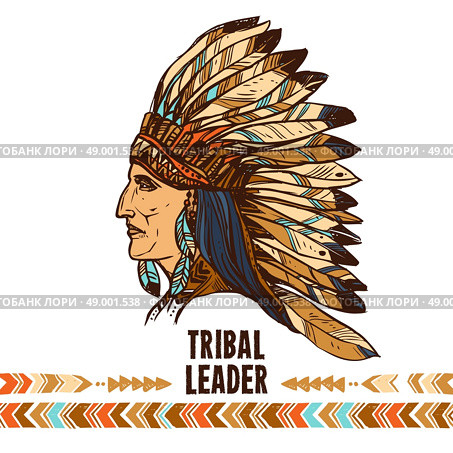 Native american apache indian profile in tribal costume sketch portrait vector illustration. Indian Profile Sketch. Стоковая иллюстрация, агентство Ingram Publishing / Фотобанк Лори