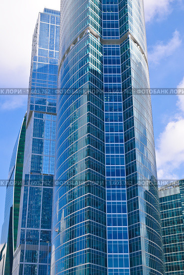 Небоскребы Делового центра "Москва-Сити". Фрагмент (2010 год). Редакционное фото, фотограф Алёшина Оксана / Фотобанк Лори