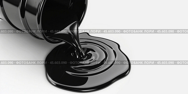 Нефть выливается из бочки. Стоковое AI-изображение, AI-художник Александр Жуков / Фотобанк Лори
