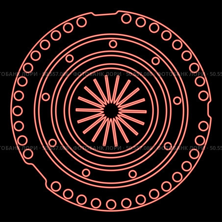 Neon car clutch basket cover cohesion transmission auto part plate kit repair service red color vector illustration image flat style light. Neon car clutch basket cover cohesion transmission auto part plate kit repair service red color vector illustration image flat style. Стоковая иллюстрация, агентство Ingram Publishing / Фотобанк Лори