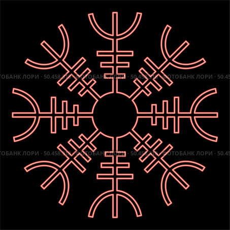 Neon helm of awe aegishjalmur or egishjalmur red color vector illustration image flat style light. Neon helm of awe aegishjalmur or egishjalmur red color vector illustration image flat style. Стоковая иллюстрация, агентство Ingram Publishing / Фотобанк Лори