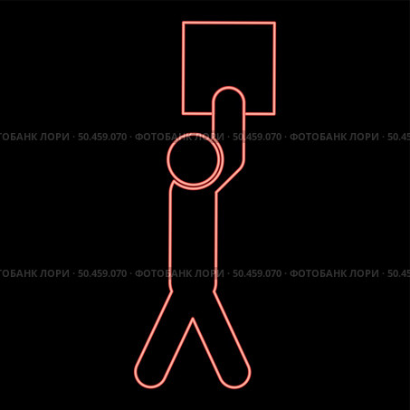 Neon man carries load in his arms above himself Stick work on delivery parcel red color vector illustration image flat style light. Neon man carries load in his arms above himself Stick work on delivery parcel red color vector illustration image flat style. Стоковая иллюстрация, агентство Ingram Publishing / Фотобанк Лори