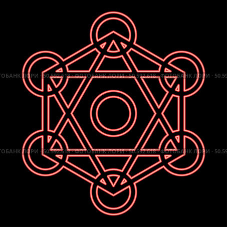 Neon metatron cube Sacred geometry red color vector illustration image flat style light. Neon metatron cube Sacred geometry red color vector illustration image flat style. Стоковая иллюстрация, агентство Ingram Publishing / Фотобанк Лори