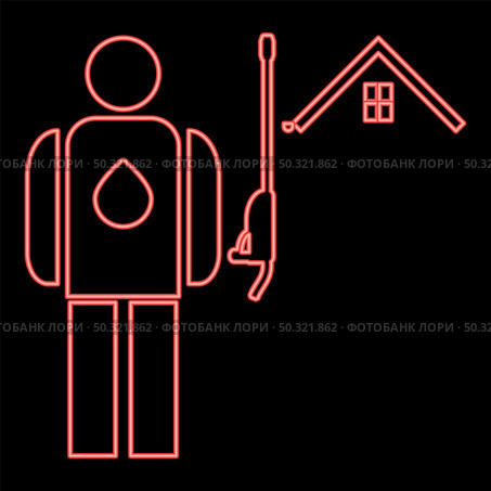 Neon power washing and gutter cleaning red color vector illustration flat style light image. Neon power washing and gutter cleaning red color vector illustration flat style image. Стоковая иллюстрация, агентство Ingram Publishing / Фотобанк Лори