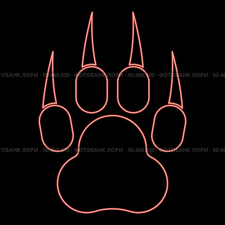 Neon print paw wild animal with claw track footprint predatory pawprint red color vector illustration image flat style light. Neon print paw wild animal with claw track footprint predatory pawprint red color vector illustration image flat style. Стоковая иллюстрация, агентство Ingram Publishing / Фотобанк Лори