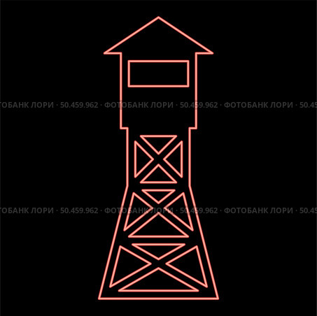 Neon watching tower Overview forest ranger fire site red color vector illustration image flat style light. Neon watching tower Overview forest ranger fire site red color vector illustration image flat style. Стоковая иллюстрация, агентство Ingram Publishing / Фотобанк Лори