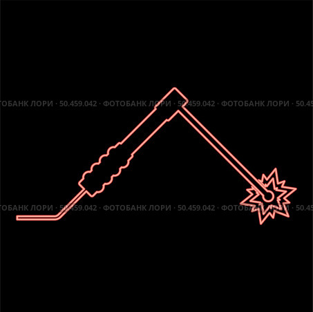 Neon welding process Spark from electrode with torch Work and tools concept red color vector illustration image flat style light. Neon welding process Spark from electrode with torch Work and tools concept red color vector illustration image flat style. Стоковая иллюстрация, агентство Ingram Publishing / Фотобанк Лори