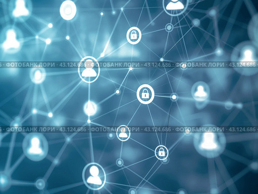 Network Security Concept with Locks and Avatars. Стоковое AI-изображение, AI-художник Кирилл Черезов / Фотобанк Лори