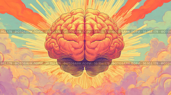neuroplasticity beaming brain ai generated. Стоковое AI-изображение, AI-художник Vectorwin / Фотобанк Лори