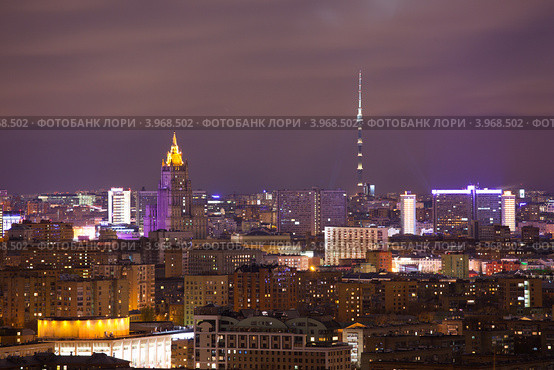 Ночная Москва (2012 год). Стоковое фото, фотограф Донцов Евгений Викторович / Фотобанк Лори