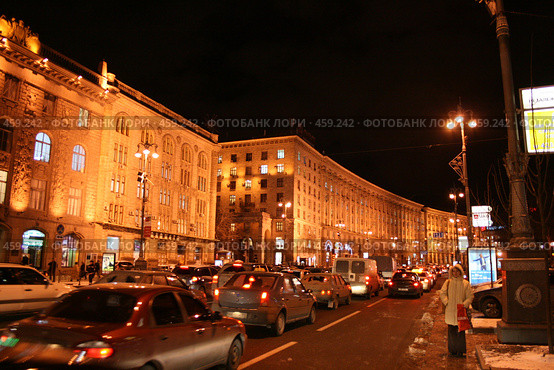 Ночной Киев (Крещатик) (2008 год). Редакционное фото, фотограф Никончук Алексей / Фотобанк Лори