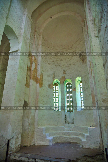 Northern Zelenchuk Church inside, now defunct, Nizhny Arkhyz. The Christian Orthodox Church, 10th century AD. Стоковое фото, фотограф Наталия Кирсанова / Фотобанк Лори