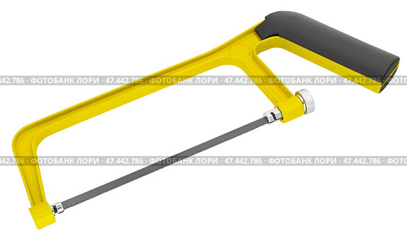 Ножовка, изолированная на белом фоне. Yellow Hacksaw isolated on the white. Стоковое фото, фотограф Татьяна Д / Фотобанк Лори