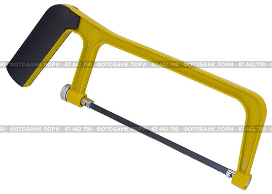 Ножовка, изолированная на белом фоне. Yellow Hacksaw isolated on the white. Стоковое фото, фотограф Татьяна Д / Фотобанк Лори