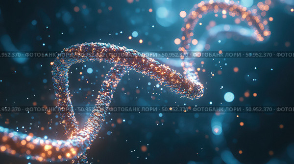nucleotide flowing DNA strand ai generated. Стоковое AI-изображение, AI-художник Vectorwin / Фотобанк Лори