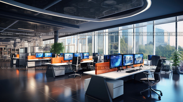 of office modern ai generated. Стоковое AI-изображение, AI-художник Vectorwin / Фотобанк Лори