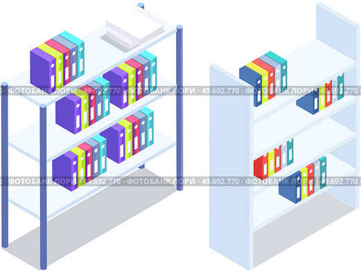 Office paperwork, document and file folders. Vector filing cabinet illustration, file archive storage box. Business folders storage carton container and white cabinet drawer, workplace environment. Office paperwork, document and file folders. Filing cabinet illustration, file archive storage box. Стоковая иллюстрация, агентство Ingram Publishing / Фотобанк Лори