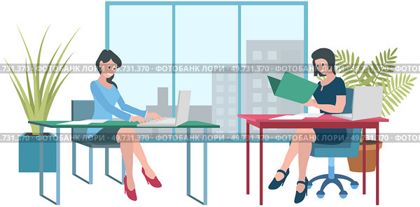 Office workers. Vector illustration. A business person identifies opportunities for business growth and expansion The office workplace emphasizes professionalism and mutual respect Teamwork fosters. Office workers. A worker employee demonstrates professionalism and integrity in their work An office manager fosters. Стоковая иллюстрация, агентство Ingram Publishing / Фотобанк Лори