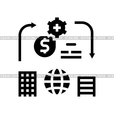 offshoring modern business glyph icon vector illustration. Стоковая иллюстрация, иллюстратор Vectorwin / Фотобанк Лори