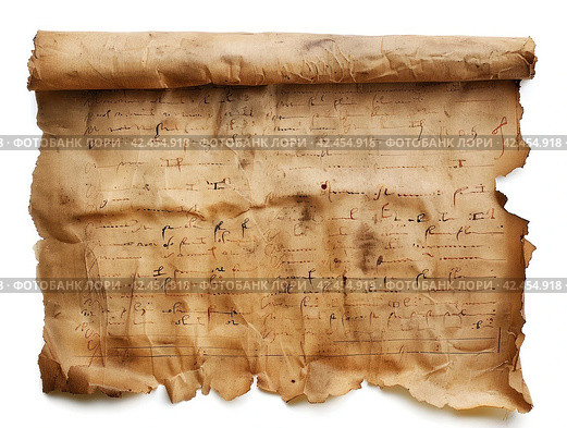 Old parchment paper with illegible writing on it,    Generative AI. Стоковое AI-изображение, AI-художник Анна Кривицкая / Фотобанк Лори