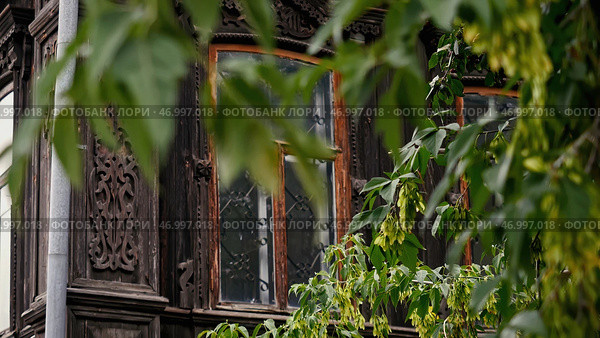 Old wooden house decorated with carvings, ornament. Стоковое фото, фотограф David Kashakhi / Фотобанк Лори