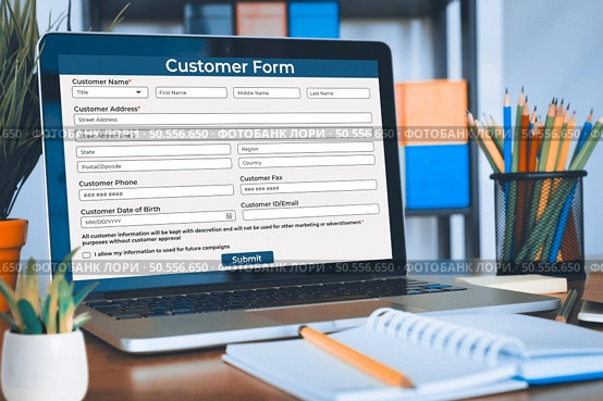 Online Customer application form for modish registration on the internet website. Стоковое фото, агентство Ingram Publishing / Фотобанк Лори