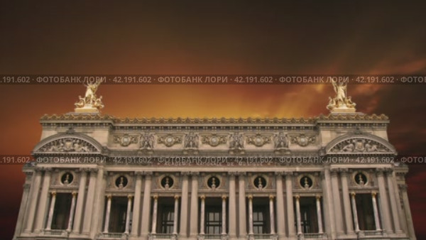 Opera Garnier (Garnier Palace) against the background of the sunset, Paris, France. (2024 год). Стоковое видео, видеограф Владимир Журавлев / Фотобанк Лори