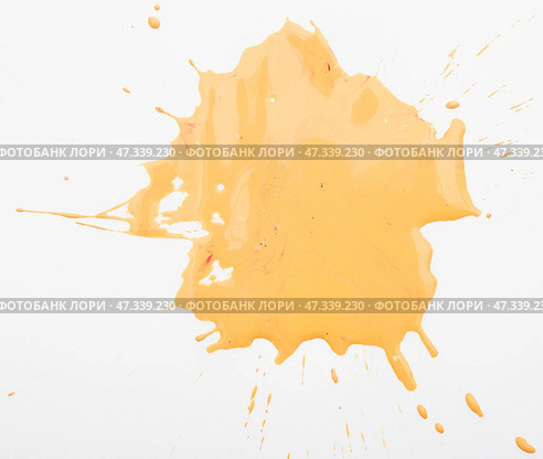 Orange paint spots on paper, colorfull artistic image on white background. Стоковое фото, фотограф Яков Филимонов / Фотобанк Лори