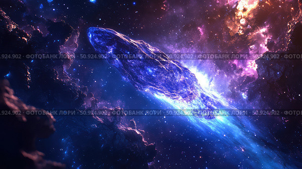 orbit emerging comet ai generated. Стоковое AI-изображение, AI-художник Vectorwin / Фотобанк Лори