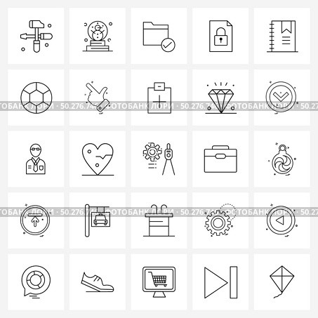 Pack of 25 Universal Line Icons for Web Applications university, scheduler, checkmark, learning, security Vector Illustration. Стоковая иллюстрация, агентство Ingram Publishing / Фотобанк Лори