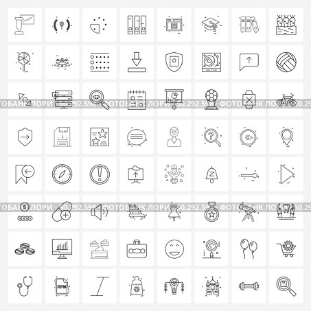 Pack of 64 Universal Line Icons for Web Applications web, folder, forty, commerce, business Vector Illustration. Стоковая иллюстрация, агентство Ingram Publishing / Фотобанк Лори