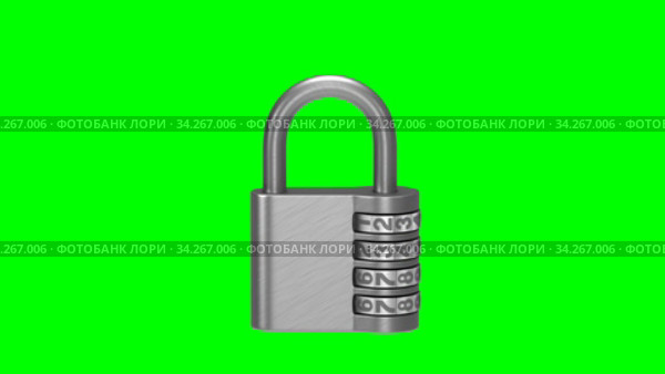 Padlock on green background. Isolated 3D render. Стоковая анимация, аниматор Ильин Сергей / Фотобанк Лори