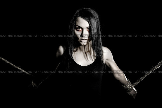 Pale woman with tied arms. Стоковое фото, фотограф Art Konovalov / Фотобанк Лори