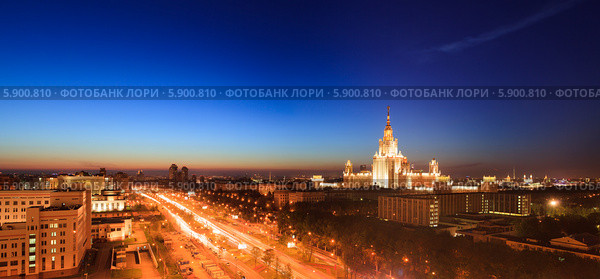Панорама Московского государственного университета (2014 год). Редакционное фото, фотограф Донцов Евгений Викторович / Фотобанк Лори