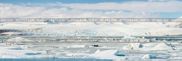 Panorama Vatnajokull Glacier Jokulsarlon lagoon Iceland. Стоковое фото, агентство Ingram Publishing / Фотобанк Лори