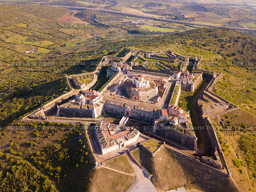 Panoramic landscape of fortress of Nossa Senhora da Graca in Elvas (2019 год). Стоковое фото, фотограф Яков Филимонов / Фотобанк Лори