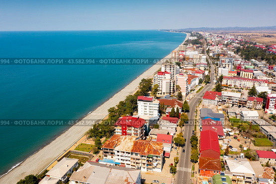 Panoramic view of coast of Kobuleti, Georgia. Стоковое фото, фотограф Яков Филимонов / Фотобанк Лори