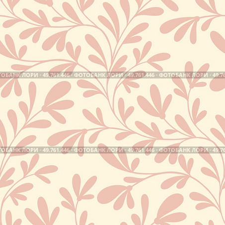 Pastel pattern featuring soft pink branches and leaves on cream background.. Soft Pink Trailing Branches on Cream. Стоковое фото, агентство Ingram Publishing / Фотобанк Лори