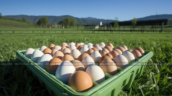 pasture production eggs production ai generated. Стоковое AI-изображение, AI-художник Vectorwin / Фотобанк Лори
