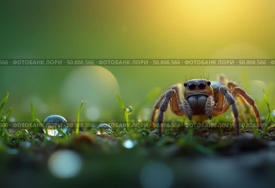 Паук. Макросъемка. Spider. Macro photography. Стоковое AI-изображение, AI-художник Гер Олег / Фотобанк Лори