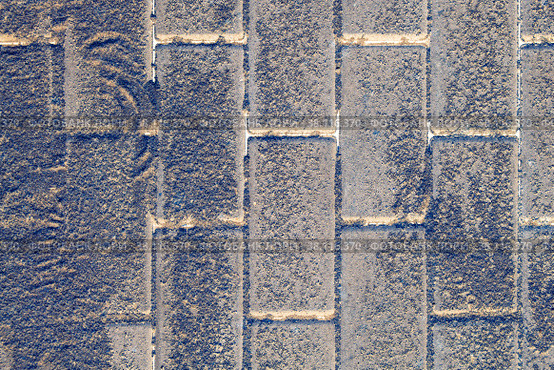 Paving slabs made of artificial stone at the stage of filling the joints with dry black sifted sand. Стоковое фото, фотограф Дмитрий Коростылев / Фотобанк Лори