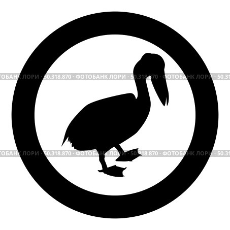 Pelican bird Seabird Waterbird silhouette in circle round black color vector illustration solid outline style simple image. Pelican bird Seabird Waterbird silhouette in circle round black color vector illustration solid outline style image. Стоковая иллюстрация, агентство Ingram Publishing / Фотобанк Лори
